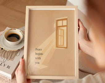 Peace Begins With You Print – Japandi Neutral Home Decor (Digital Download)