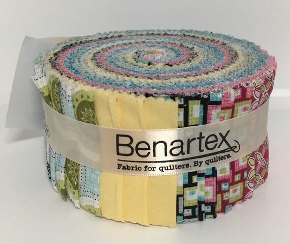 Precut Fabrics 40 piece Rainbow Colors Vivid Brights Hot Pink Colonial Library Neon Orange Benartex Jelly Roll 2-12 Strips