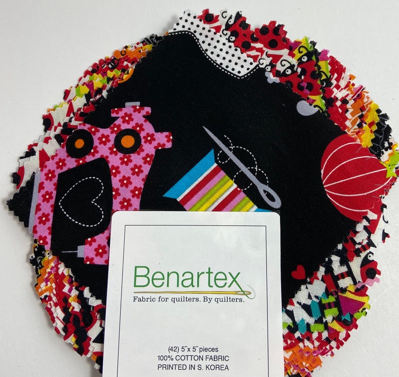 Sewing Whimsey.Charm Pack.Benartex.42=5 x 5 Squares.PreCut Fabric.Sewing Notions.Ladybugs