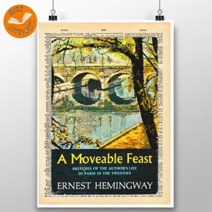 París era una fiesta - Portada de la 1.ª edición - Impresión de página de diccionario vintage - Ernest Hemingway