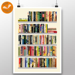 Greatest Books of 20th Century - Book Spine Print - Book Cover Art - Book Lover Gift - Poster - Art