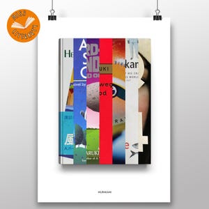 Haruki Murakami- Spliced Front Covers Print - Abstract Literary Poster