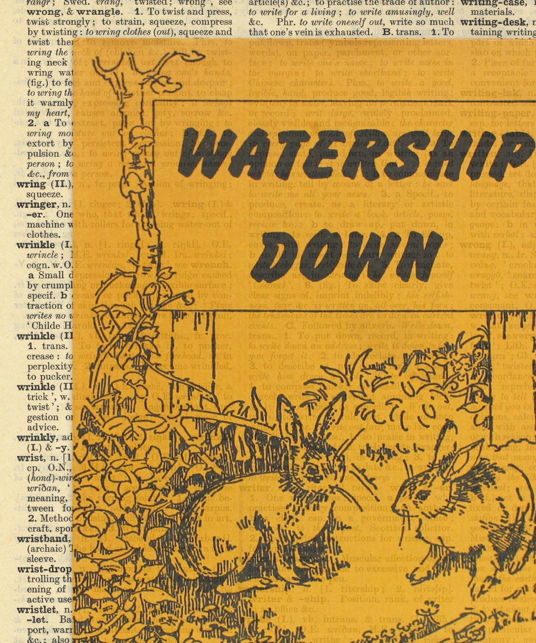 Watership Down - 1st Edition Cover - Vintage Dictionary Page Print