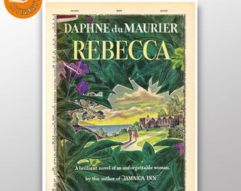 Rebecca – okładka pierwszego wydania – wydruk strony ze słownika vintage – Daphne Du Maurier