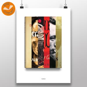 Albert Camus - Spliced Bibliography Print - Abstract Literary Gift