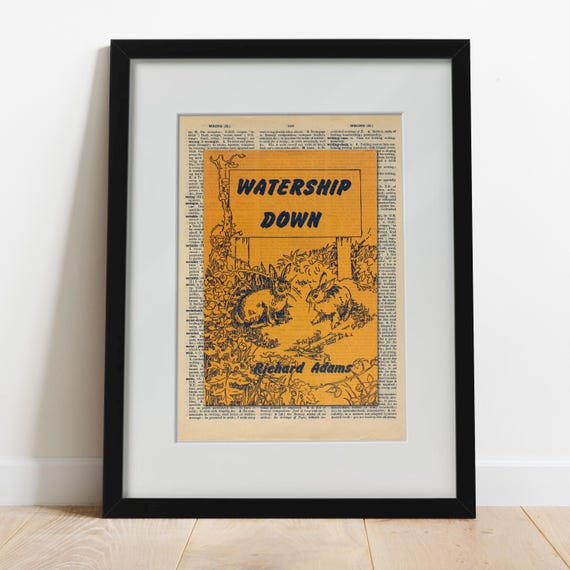 Watership Down - 1st Edition Cover - Vintage Dictionary Page Print