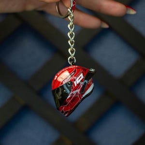 Handmade Charles Leclerc Helmet Mini Keychain: Personalized F1 Fan Gift or Biker gift