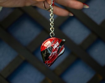 Handmade Charles Leclerc Helmet Mini Keychain: Personalized F1 Fan Gift or Biker gift