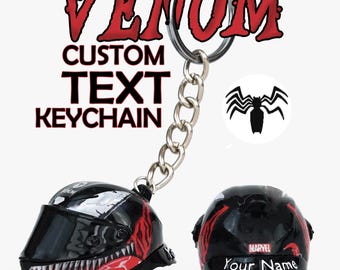 Chaveiro para Motociclista com Mini Capacete AGV Pista, Design Personalizado do Venom e Texto Personalizado