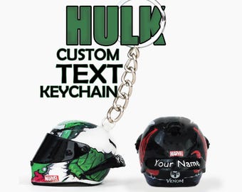 Chaveiro com mini capacete do Hulk: presente personalizado para motociclistas ou fãs de F1