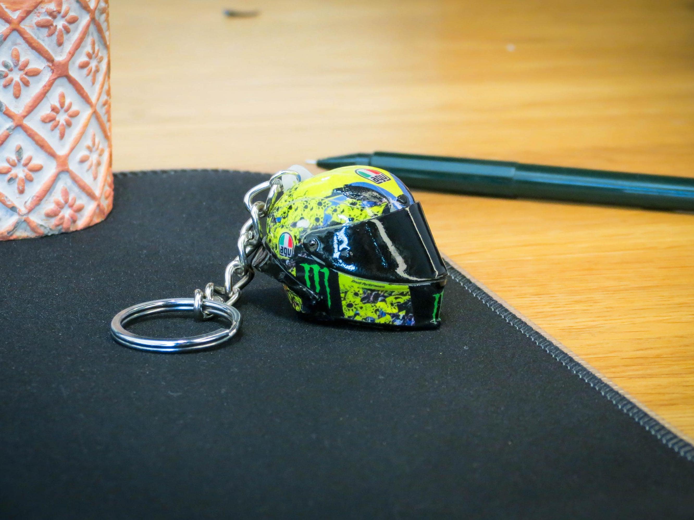 Handmade AGV Pista Mini Helmet Keychain: Valentino Rossi Design