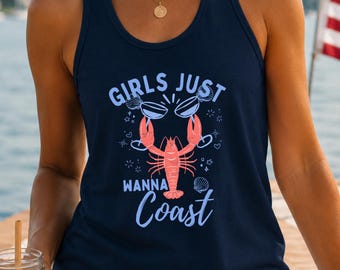 Koszulka dla dziewcząt z nadrukiem "New England Summer Lobster Martini" z nadrukiem "Maine Bachelorette Coastal Tank Top" z nadrukiem "Bachelorette Tank Tops"