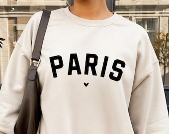 Paris Sweatshirt Paris Crewneck French Style Sweatshirt Minimalist Paris Crewneck Oversized Paris Sweatshirt Women Paris Varsity Style