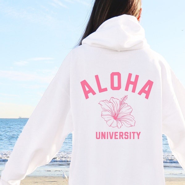 Ocean Inspired Style Coconut Girl Varsity Trend Hoodie Sweatshirt Aloha Shirt Swimsuit Coverup Hibiscus Shirt Summer Hoodie University Style