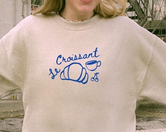 Croissant Sweatshirt Sunday Morning Croissant Shirt Old Money Aesthetic Brunch Shirt French Pastries Breakfast Club Coffee Shirt Paris Shirt