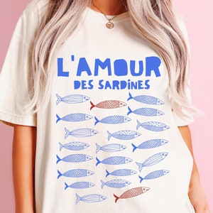 Tinned Fish Sardines Shirt Les Sardines Coastal Granddaughter Tomato Girl Italian Summer Shirt Ocean Inspired Style Vintage European Style