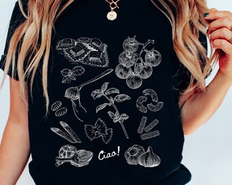 Vintage Essen Pasta Shirt Ciao Shirt Tomate Mädchen Italia Shirt Italienische Pasta Shirt Pasta T-Shirt Koch Shirt Tomate Shirt
