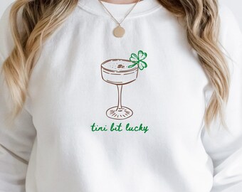 Espresso Martini Sweatshirt Tini Time Shamrock Sweatshirt Martini Lover St Patricks Sweater Signature Cocktail Lucky Sweatshirt Martini Gift