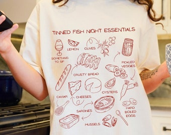 Sardines Shirt Tinned Fish Sardine Shirt Tomato Girl Italy Shirt Date Night Shirt Old Money Aesthetic Vintage European Style