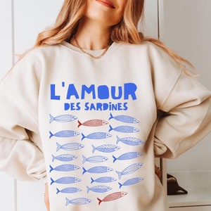 Tinned Fish Les Sardines Sardine Sweatshirt Tomato Girl Italian Summer Vintage European Style Old Money Aesthetic Coastal Granddaughter