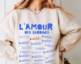Fisch aus der Dose Les Sardines Sardine Sweatshirt Tomate Mädchen italienischen Sommer Vintage europäischen Stil alte Geld ästhetische Küsten Enkelin