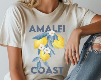 Koszulka Amalfi Coast Lemon Koszulka Italia Koszulka Coastal Granddaugther Old Money Estetyczna koszula owocowa Koszulka Tomato Girl Summer Botanical Koszulka Amalfi
