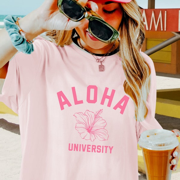 Ocean Inspired Style Coconut Girl Varsity Trend Aloha Shirt Swimsuit Coverup Hibiscus Shirt Summer Hoodie University Style Y2K College Vibes