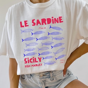 Tinned Fish Sardines Shirt Coastal Granddaughter Tomato Girl Italian Summer Shirt Sicily Italy Ocean Inspired Style Vintage European Style