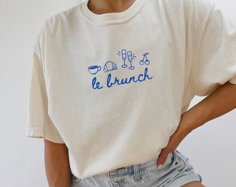 Zondagochtend croissant shirt Parijs shirt oud geld esthetische kust kleindochter ontbijtclub Mimosa shirt Y2K shirt gebak shirt
