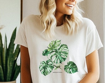 Monstera Shirt Botanical Shirt Plant Lover Gift Plant Mom Granola Girl Cottagecore Shirt Plant Shirt Environmental Gifts Monstera Leaf Shirt