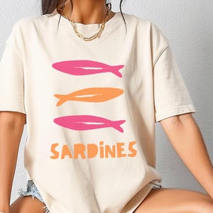 Sardine Shirt Tinned Fish Les Sardines Coastal Aesthetic Sardines Shirt Tomato Girl Italian Summer Ocean Inspired Style Vintage European