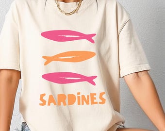 Sardine Shirt Tinned Fish Les Sardines Coastal Aesthetic Sardines Shirt Tomato Girl Italian Summer Ocean Inspired Style Vintage European