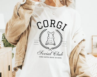 Corgi Shirt Social Club Preppy Stuff Preppy Sweatshirt Clean Girl Aesthetic Soft Girl Aesthetic Old Money Aesthetic Corgi Lover Corgi Dog