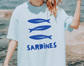 Sardine Shirt Tinned Fish Les Sardines Coastal Aesthetic Sardines Shirt Tomato Girl Italian Summer Ocean Inspired Style Vintage European