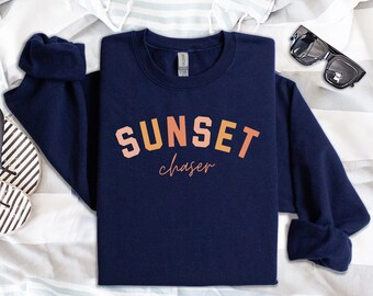 Chasing Sunsets Ocean Inspired Style Coconut Girl Sunset Crewneck Swimsuit Coverup Beach Bum Shirt Sunset Summer Vibes Shirt Beachy Shirt