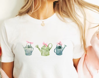 Watering Cans Coquette Aesthetic Shirt Botanical Shirt Plant Mom Plant Lover Gift Gardener Gift Sweet Garden Lover Gift Gardening Club Gift