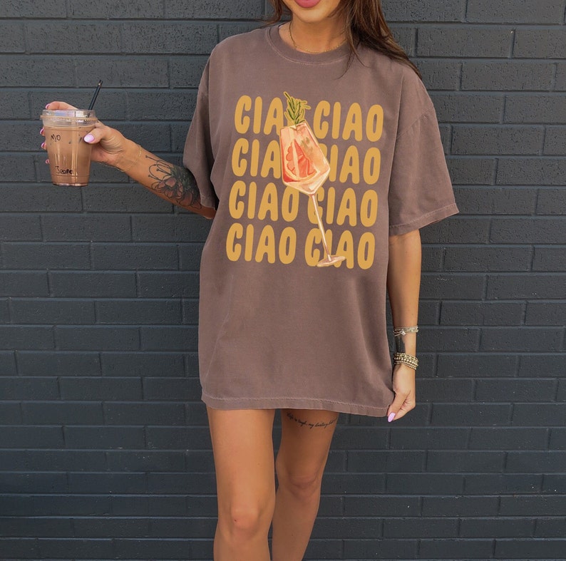 Ciao Bella Shirt Aperol Spritz Shirt Old Money Aesthetic Tomato Girl Italy Shirt Italy Vacation Top Italian Lover Italian Women's Top image 2