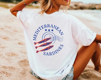 Mediterranean Sardine Shirt Sardines Shirt Tinned Fish Canned Sardines Shirt Mediterranean Diet Coastal Style European Style Olive Shirt