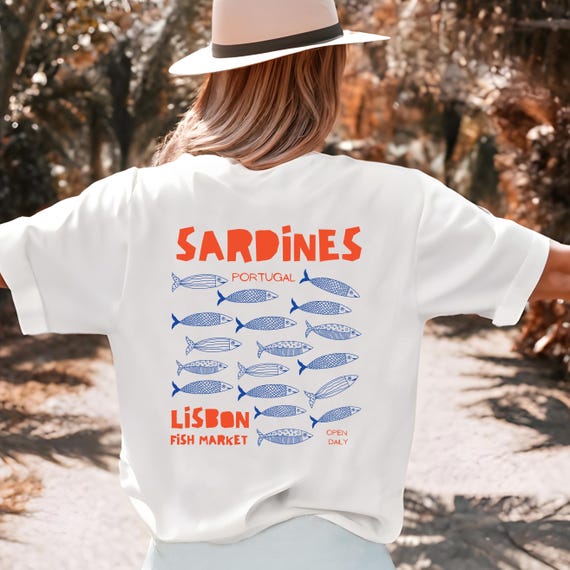 Portugal Sardines Shirt Tinned Fish Sardine TShirt Coastal Granddaughter Tomato Girl Italy Summer Ocean Inspired Style Vintage Coastal Style
