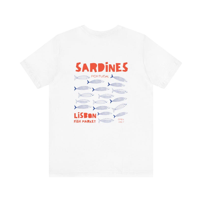 Chemise sardines Portugal conserves de sardines de poisson TShirt petite-fille côtière fille tomate Italie été inspiré de l'océan Style vintage style côtier image 3