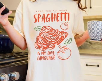 Spaghetti Shirt Tomaten Shirt Pasta Shirt Food Shirt Ciao Bella Tomate Pasta T-Shirt Mädchen Vintage Food Shirt Italien Shirt Italy Summer