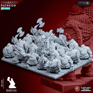 Dwarf Army Clan Warriors by Ghamak - Fantasy - 3D Printed - AOS miniature - Old World proxy