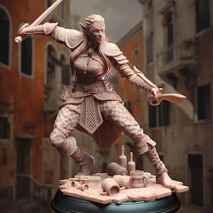 Water Genasi Rogue - Hali Brookes | 3D printed miniature | Tabletop Games | Dungeons and Dragons | Wargaming | DM Stash | D&D