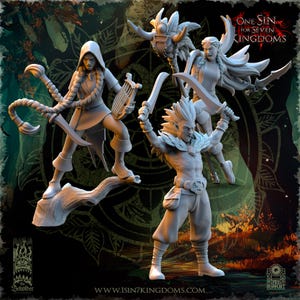 Evergreen Elves Death Dancers | 3D printed miniatures | Tabletop Games 32 mm | Dungeons and Dragons | Wargame | RPG