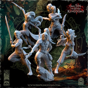 Evergreen Elves Death Dancers | 3D printed miniatures | Tabletop Games 32 mm | Dungeons and Dragons | Wargame | RPG