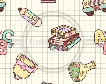 Back to School Seamless Pattern: School Supplies Print Design (Digital Download)