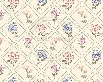 Vintage Floral Seamless Pattern: Cottagecore Fabric, Scrapbooking (Digital Download)