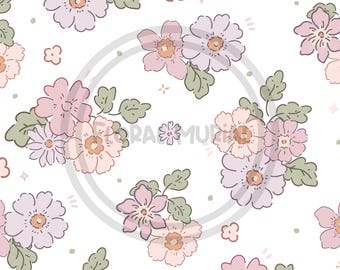 Pastel Floral Seamless Pattern: Ditsy Flower Design, Scrapbooking, Fabric (Digital Download SVG Vector Art)