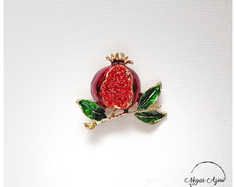 Pomegranate enamel brooch ,  anar
