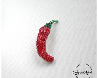 Red Chili Rhinestone Brooch